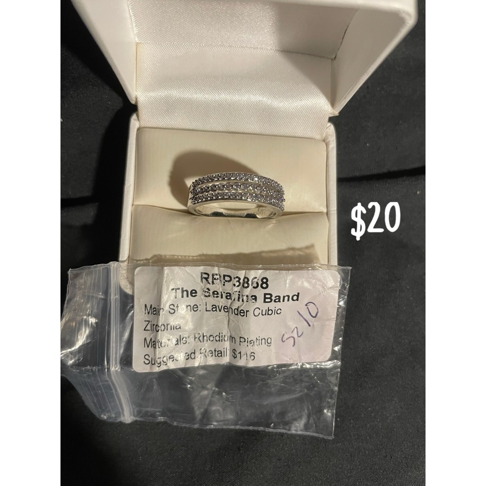 Silver and Lavender Cubic Zirconia Ring